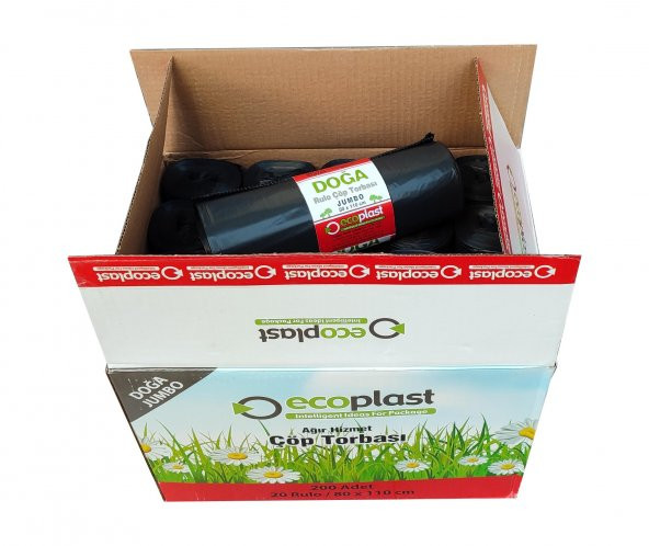 Ecoplast Battal Boy Çöp Torbası Poşeti -500 Gr. - 90 Litre - 80 x 110 Cm / 10 Adetlik 20 Rulo / Koli - Resim 2