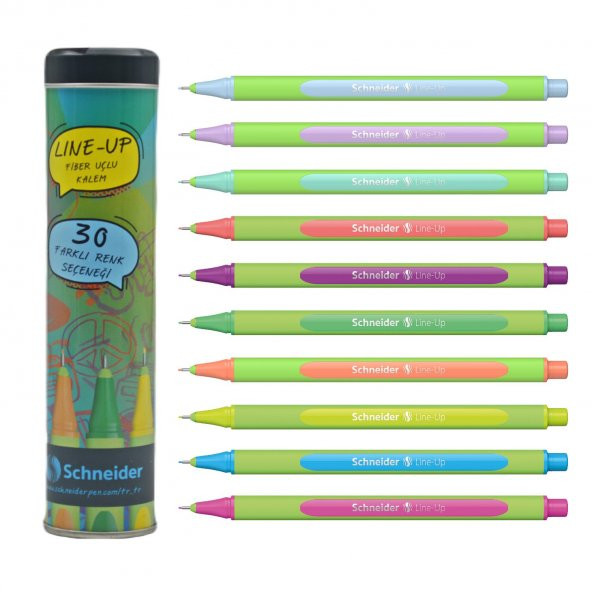 Schneider Line-Up Pastel 0.4mm Tükenmez Kalem Metal Tüp 10 Lu Set SCT951