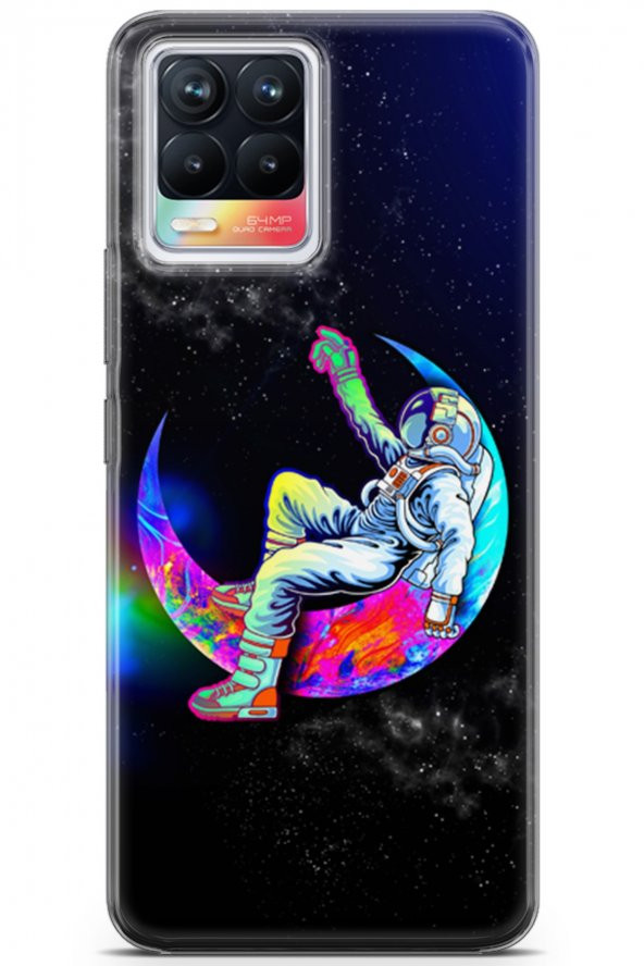 Realme 8 Uyumlu Kılıf Opus 11 Astronot ve Uzay 4K Baskılı Kılıf Fall - 1