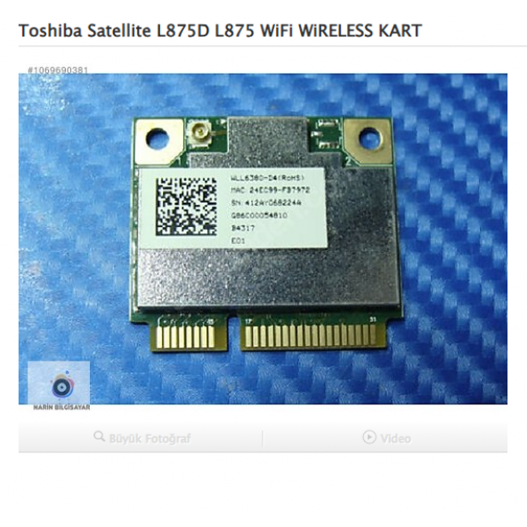 Toshiba Satellite L875D L875 WiFi WiRELESS KART