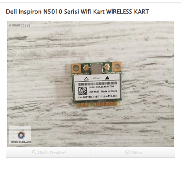 Dell Inspiron N5010 Serisi Wifi Kart WİRELESS KART