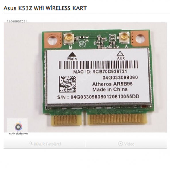 Asus K53Z Wifi WİRELESS KART