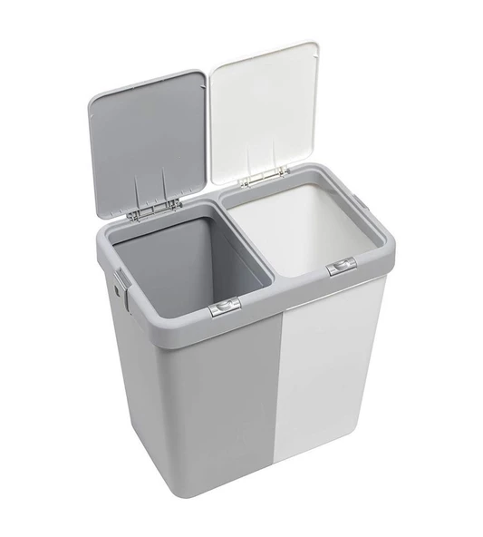 Motek Kirli Çamaşır Sepeti Çift Gözlü Kirli Sepeti Otomatik Kapaklı 80 Litre - 5