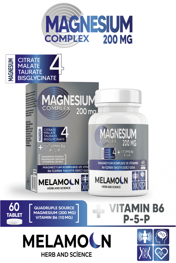 Magnezyum kompleks ve Vitamin B6 (P-5-P) içeren takviye edici gıda 60 Tablet - 1