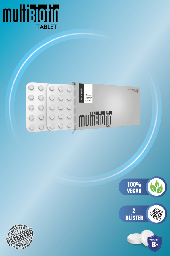Multibiotin 5000 Mcg 60 Tablet- Biotin, Demir, Çinko (Saç, Tırnak ve Cilt için)