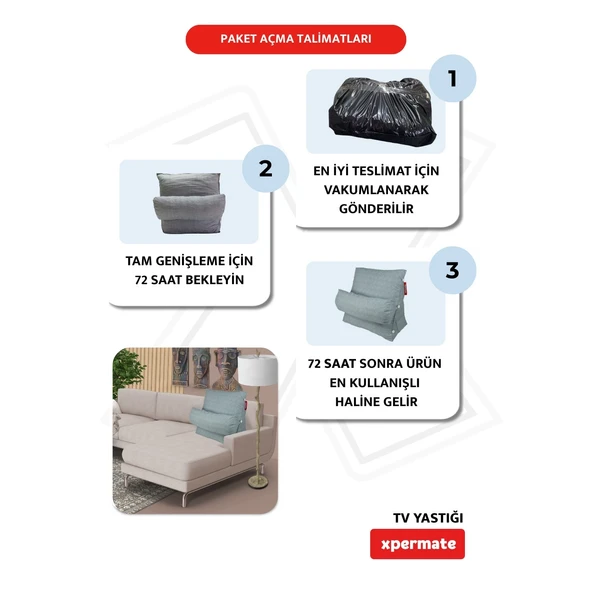 XPERMATE Yükseklik Ayarlı Tv Yastığı Bel Destek Yastığı Sırt Yastığı Boyun Destekli Yastık Ameliyat Sonrası YastıkMavi - 5
