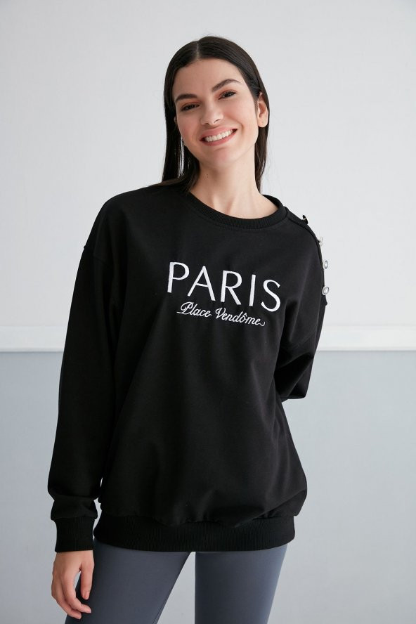 Thin Shop, Baskılı, Omuz Detaylı, Pamuklu Sweatshirt - 3