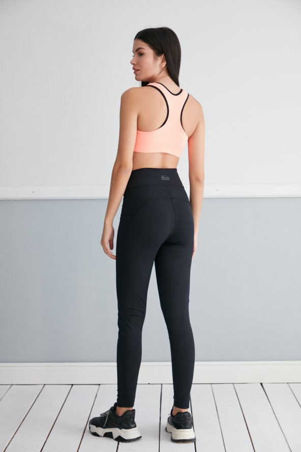 YÜKSEK BEL TOPARLAYICI CEPLİ SPORCU TAYT - SİYAH TAYT - SPOR TAYT - CEPLİ TAYT - TOPARLAYICI TAYT - 4