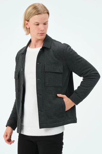 CEKMON Erkek Düğmeli Çok Cepli Rahat Regular Fit Klasik Ceket - 9