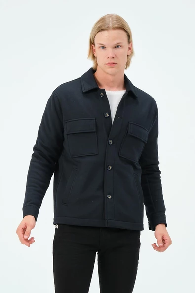 CEKMON Erkek Düğmeli Çok Cepli Rahat Regular Fit Klasik Ceket