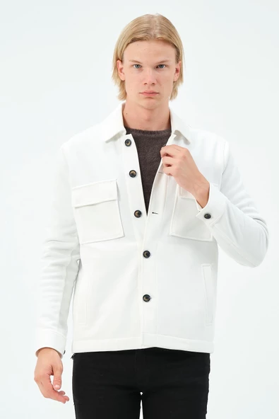 CEKMON Erkek Düğmeli Çok Cepli Rahat Regular Fit Klasik Ceket - 12