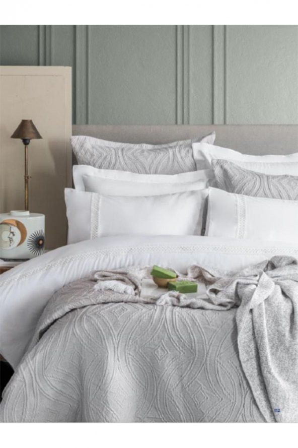 Apricitas Home Çift Kişilik Yatak Örtülü Nevresim Set Belmont Gray