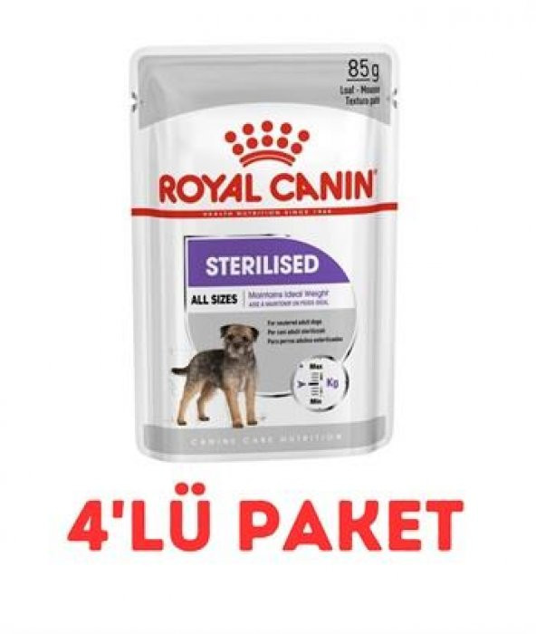 Royal Canin Sterilised Kısılaştırılmış Köpekler İçin Pouch Konserve 85 Gr 4Lü Paket