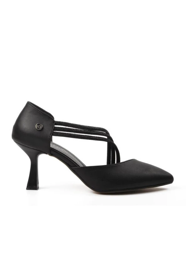Pierre Cardin Siyah Cilt Kadın Abiye Ayakkabı