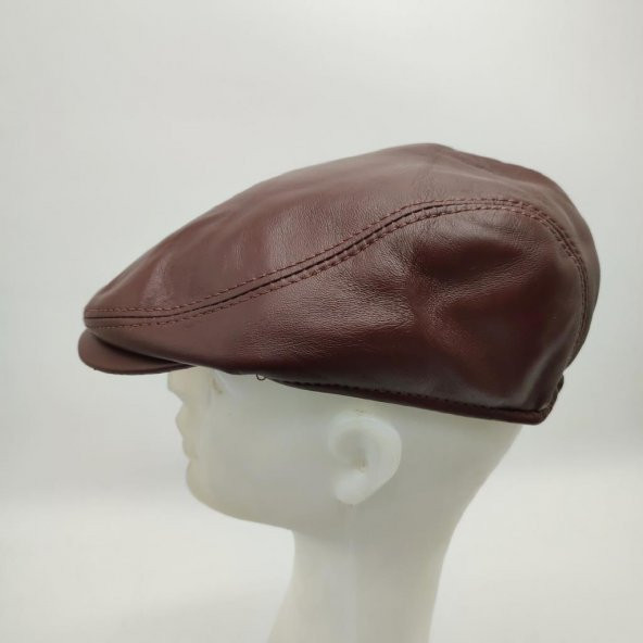 Klasik Kesim Deri Kasket Fındık Renk - 4