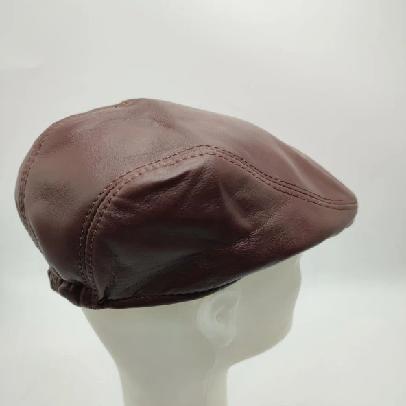 Klasik Kesim Deri Kasket Fındık Renk - 9