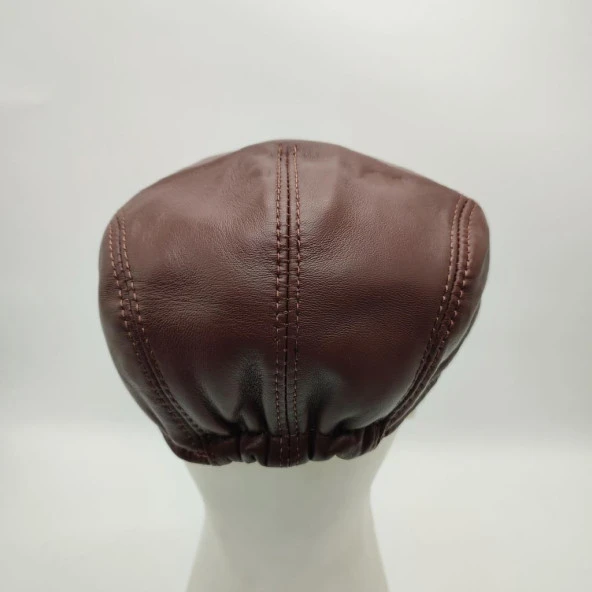 Klasik Kesim Deri Kasket Fındık Renk - 11