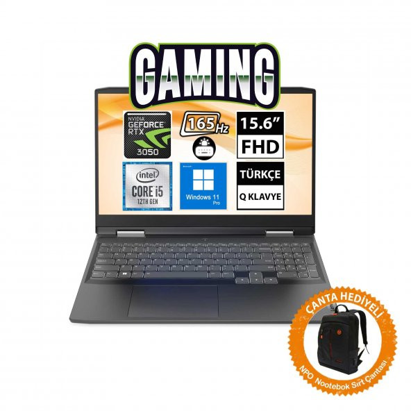 Lenovo IdeaPad Gaming 3 82S9015VTX09 i5-12450H 16GB 512SSD RTX3050 15.6" FullHD W11P Taşınabilir Bilgisayar-CNT010