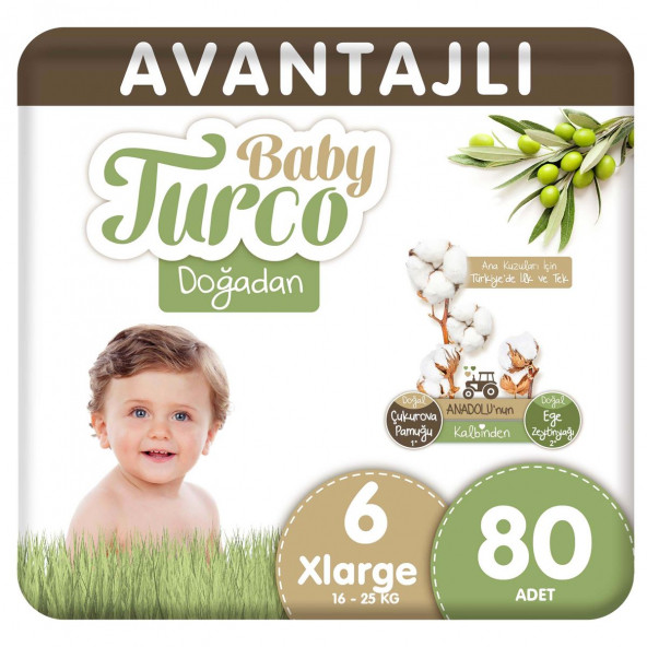 Baby Turco Doğadan 6 Numara X Large 80'li Bebek Bezi