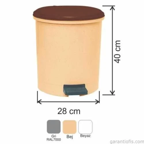 Garanti Metal 7138 Plastik İç Kovalı Yuvarlak Pedallı Çöp Kovası (25 Litre) ürün görseli 1