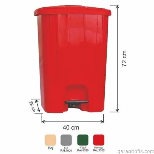 Garanti Metal 7144 Tekerlekli Plastik İç Kovasız Köşeli Pedallı Çöp Kovası (85 Litre) ürün görseli 1