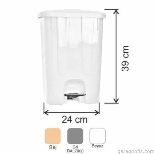 Garanti Metal 7140 Plastik İç Kovalı Köşeli Pedallı Çöp Kovası (17 Litre) ürün görseli 1