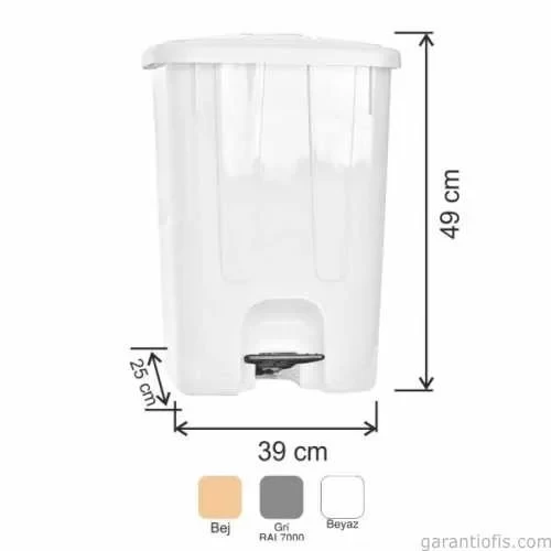 Garanti Metal 7142 Plastik İç Kovasız Köşeli Pedallı Çöp Kovası (40 Litre)