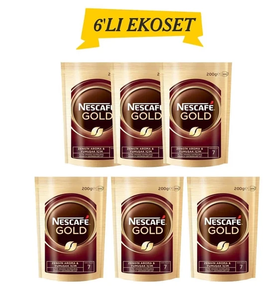 Nescafe Gold 6 Lı Avantajlı Paket (200Gr x 6)