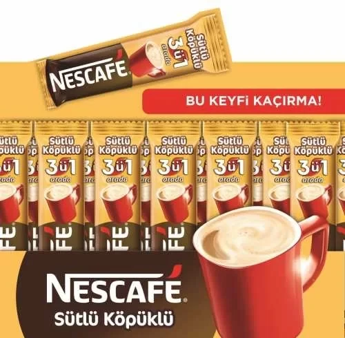 Nescafe 3 ü 1 Arada Sütlü Köpüklü Kahve (72 li Kutu)
