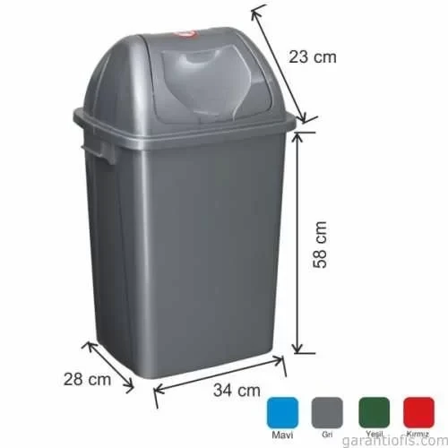 Garanti Metal 7400 Plastik Çatı Kapaklı Çöp Kovası (65 Litre) ürün görseli 1
