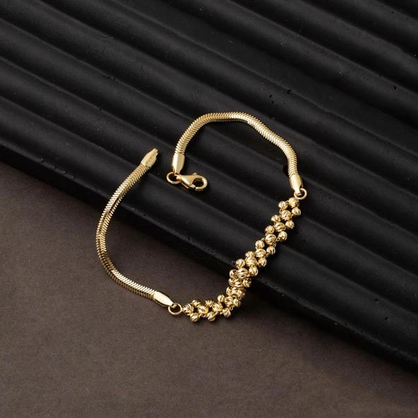 14 Ayar Balık Sırtı Dorika Altın Bileklik - Resim 3