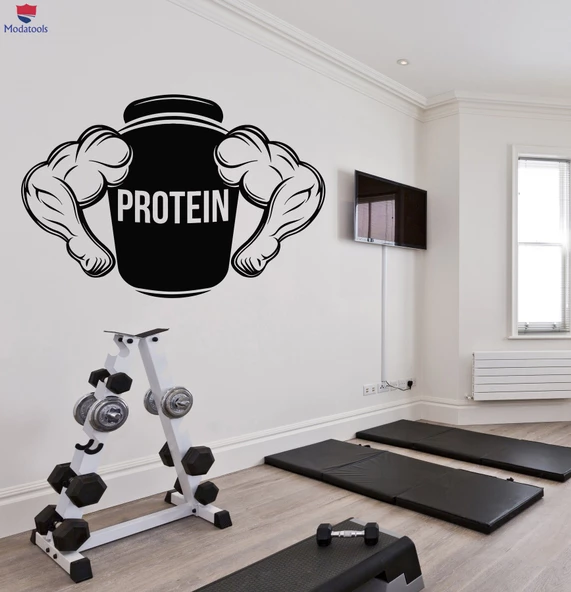 Dekorasyon Duvar Sticker Protein Albümen Kas Spor Mağazası Sağlık Çıkartmaları