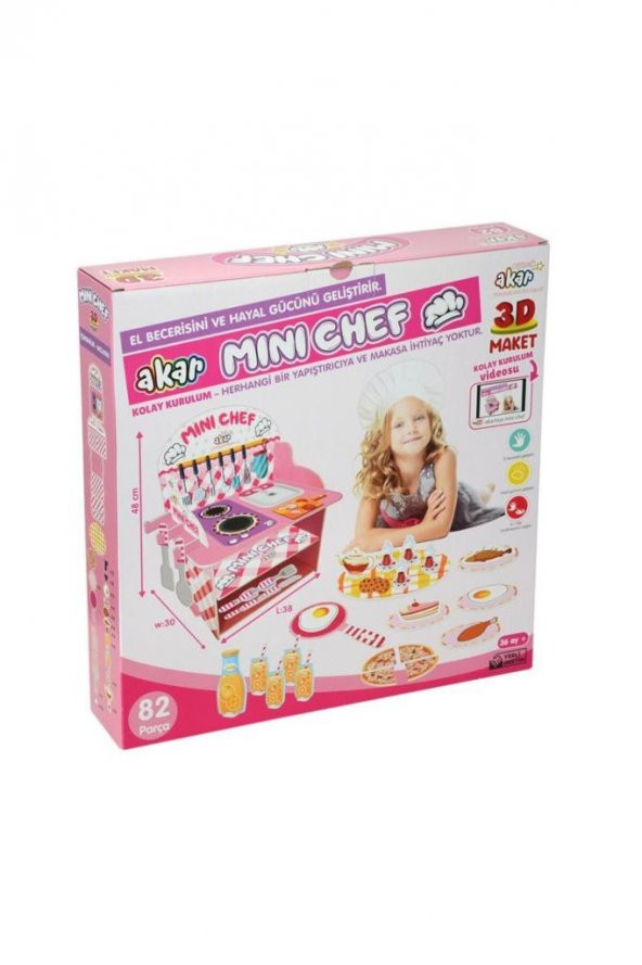 Akar 3d Maket Puzzle Mini Şef Mutfak Oyuncak 82 Parça