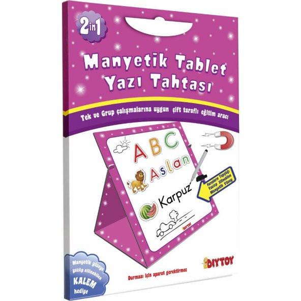 Diytoy Manyetik Tablet Yazı Tahtası - Pembe - 3