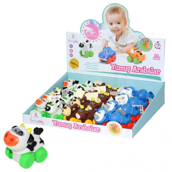 JZD-011 Vinil Yumuşak Sevimli Arabalı  Hayvancıklar