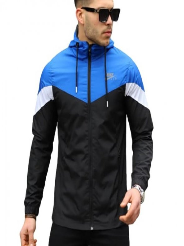 Nike N00529 Erkek Run Kapüşonlu Yağmurluk - Mavi - ST00529-Mavi-S