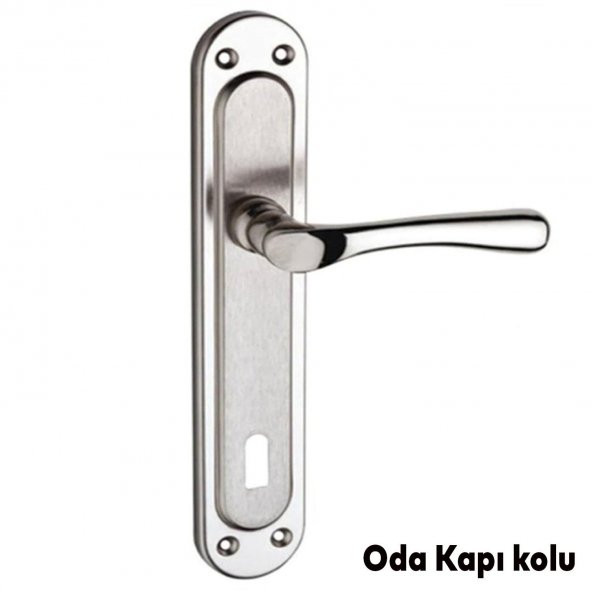 Kumru Nikel Saten Oda Kapı Kolu + Hok ER-40 Ekstra Gömme Kilit İç Kapı Oda Kilidi Rulmanlı Köşeli 40 mm Takım - 5