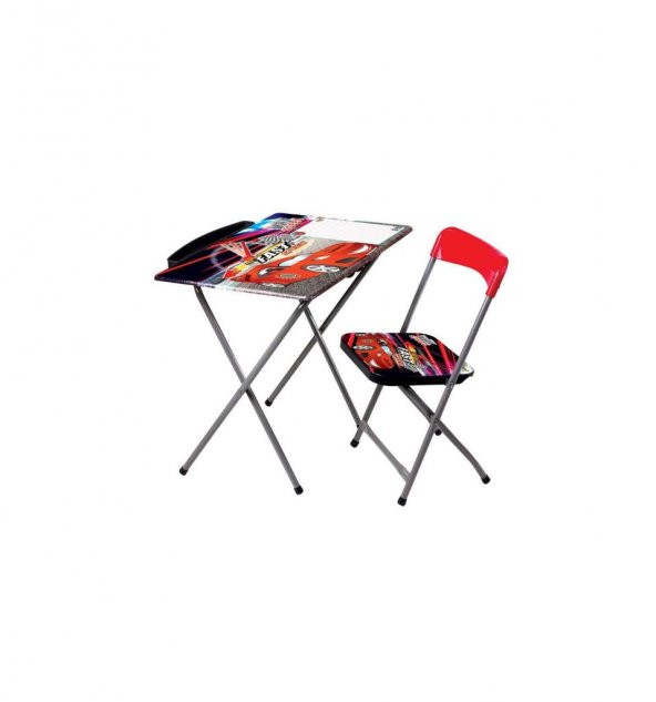 DZC KUZENLER AVM Max Speed Cars Çocuk Lisanslı Çalışma Masa Sandalye Seti Yazı Tahtalı Kalemlikli ürün görseli