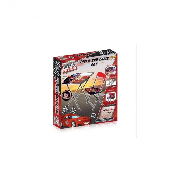 DZC KUZENLER AVM Max Speed Cars Çocuk Lisanslı Çalışma Masa Sandalye Seti Yazı Tahtalı Kalemlikli - 6