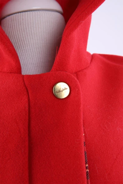 Babyhola Kız Bebek Çocuk Pamuk Astarlı Kapüşonlu Kürk Detaylı Kaşe Kaban Kışlık 13494 - 4