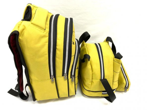 DZC KUZENLER AVM SARI BATMAN FİGÜRLÜ Ortopedik Ilk Okul Çantası Beslenme Çantası ve Kalemlik - 3