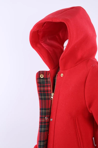 Babyhola Kız Bebek Çocuk Pamuk Astarlı Kapüşonlu Kürk Detaylı Kaşe Kaban Kışlık 13494 - 7