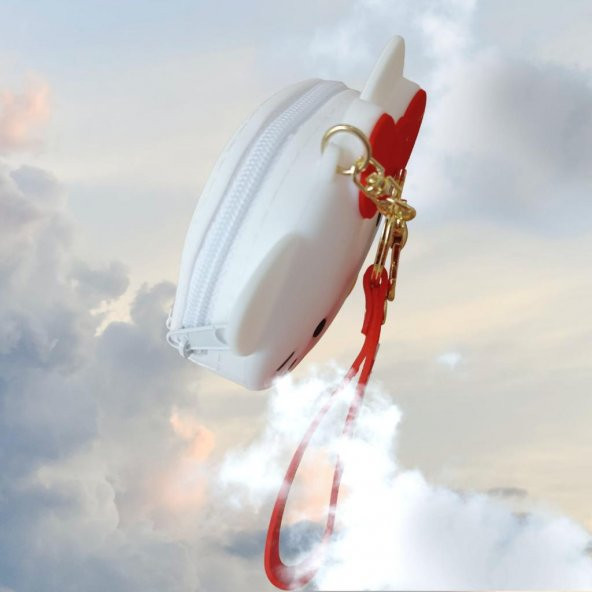 DZC KUZENLER AVM HELLO CITY PARA CÜZDANI ÇOCUK ÇANTA ANAHTARLIK LI fermuarlı SİLİKON BEYAZ - Resim 4