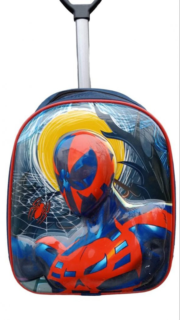 DZC KUZENLER ÇANTA SPDERMAN Tekerlekli Çocuk Sırt Çantası KABARTMALI ÖRÜMCEK ADAM ÇEKÇEKLİ OKUL KREŞ - 2