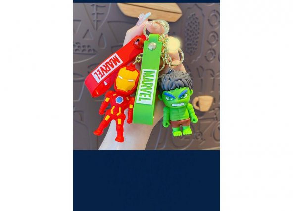 DZC KUZENLER AVM İRON SÜPER KAHRAMANLAR Karikatür Anime Figür PVC Bebek Anahtarlık Çanta Anahtarlık Süsü - 3