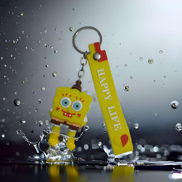 DZC KUZENLER AVM SÜNGER BOB Karikatür Anime Figür PVC Bebek Anahtarlık Çanta Anahtarlık Süsü