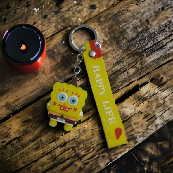 DZC KUZENLER AVM SÜNGER BOB Karikatür Anime Figür PVC Bebek Anahtarlık Çanta Anahtarlık Süsü - 2