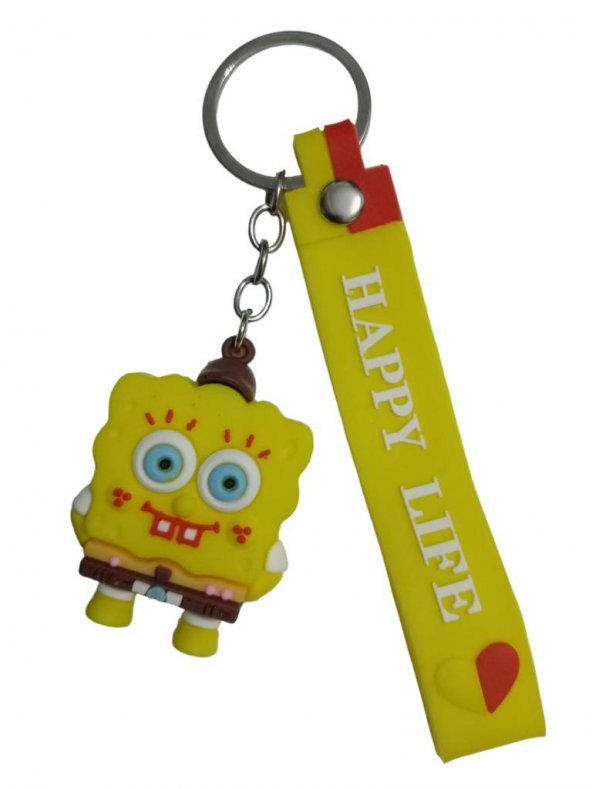 DZC KUZENLER AVM SÜNGER BOB Karikatür Anime Figür PVC Bebek Anahtarlık Çanta Anahtarlık Süsü - 5