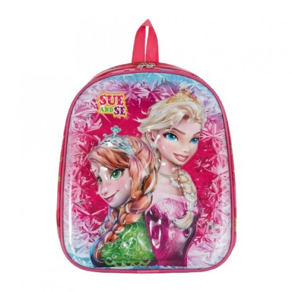 kreş & Anaokulu Çocuk Sırt okul Çantası elsa frozen (2 li) 3-6 Yaş 5d Kabartmalı 33CM kırmızı