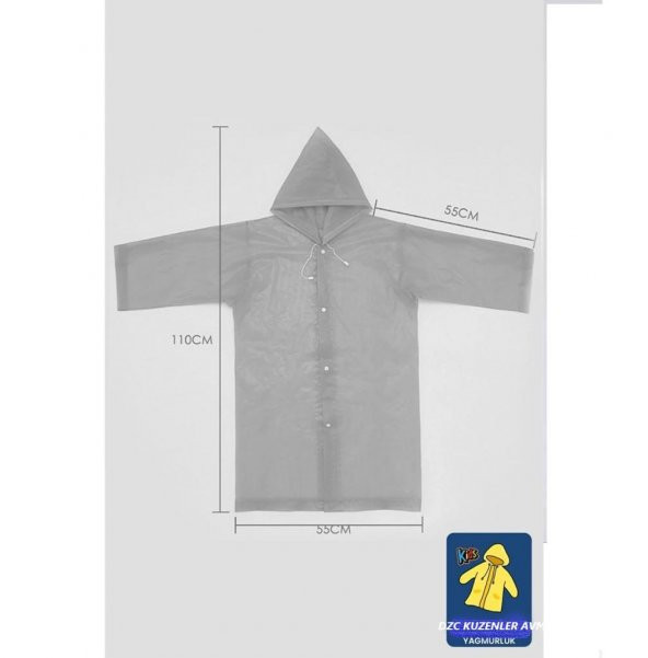 DZC KUZENLER AVM KIZ Erkek ÇOCUK Yağmurluk Kapüşonlu Çıtçıtlı Eva Yağmurluk  RÜZGARLIK pembe - 3